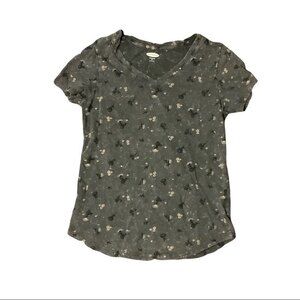 Gray Floral Old Navy V-neck Everywear Tee Women's XS
